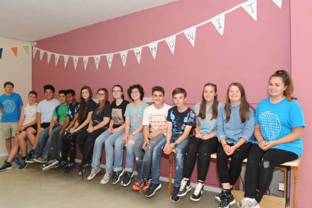 Team leaders Louis Mack, left, and, right, Alia Jones with their team at Buckland Community Centre (161121-821)
