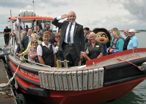 Dancer 
Wayne Sleep salutes the relaunch of the Hayling Ferry 
Pictures: Mic Young