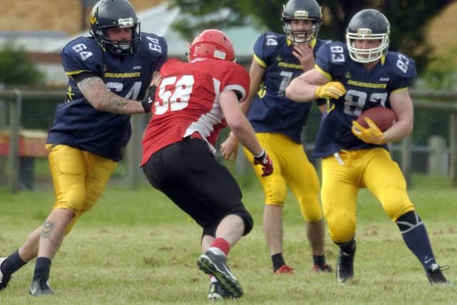 Portsmouth Dreadnoughts, blue, round off their BAFA National League SFC 2 South campaign tomorrow   Picture: Mick Young