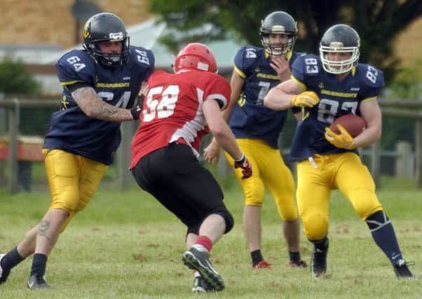 Portsmouth Dreadnoughts, blue, round off their BAFA National League SFC 2 South campaign tomorrow   Picture: Mick Young