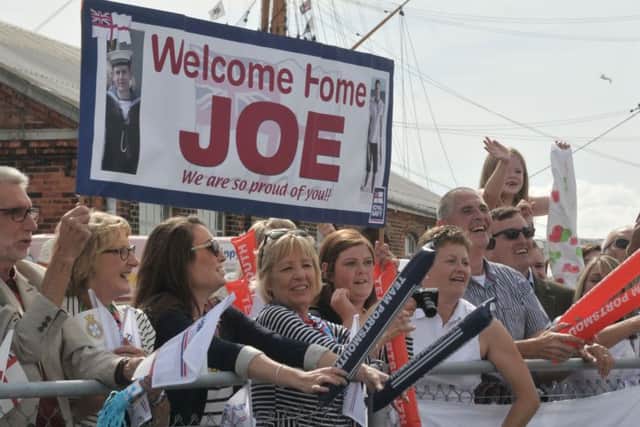 Families and friends welcome back the crew of HMS St Albans