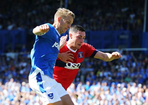 Carl Baker netted for Pompey in today's 1-1 draw with Carlisle   Picture: Joe Pepler