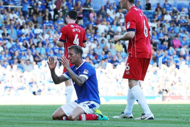 Pompey were disappointed not to win but Carl Baker put in a lively display, netted once and went close to scoring again several times. Picture: Joe Pepler