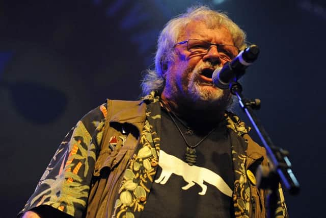 Bill Oddie on the All Time Grates stage    (160806-5141)