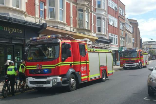 Firefighters at a washing machine fire at Laundrycare in Osborne Road Southsea