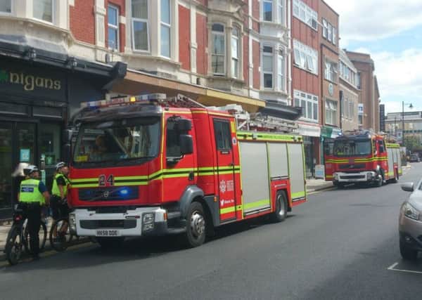 Firefighters at a washing machine fire at Laundrycare in Osborne Road Southsea