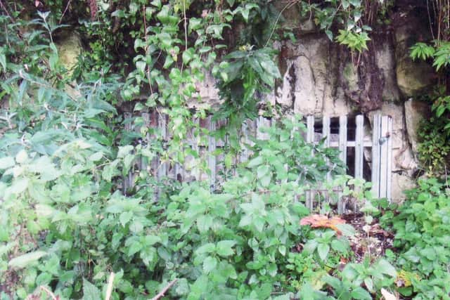 BARRED June Hutchingss picture of the sealed entrance to the Cliffdale Tunnel opposite her home