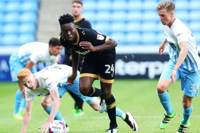 Amine Linganzi made his debut at Coventry. Picture: Joe Pepler