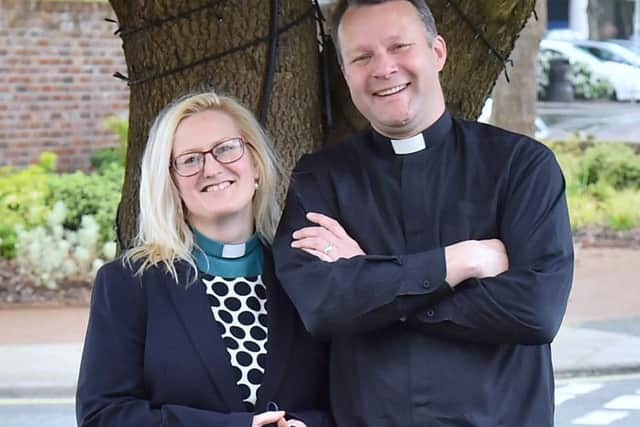 HERE FOR YOU ALL Amy Webb with her Vicar Gregg Mensingh