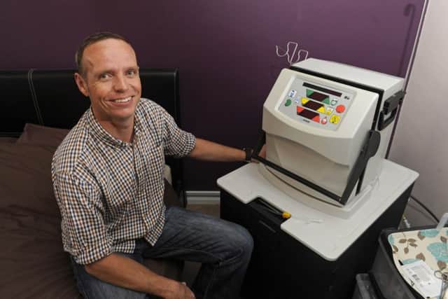 Matt Herbert with his home kidney dialysis machine which means he can carry out self dialysis at home Picture: Ian Hargreaves (161096-5)