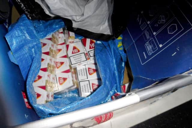 Cigarettes seized after they were found hidden in a waste bin and an untaxed van at the rear of Maya Delicatessen in Fratton Road