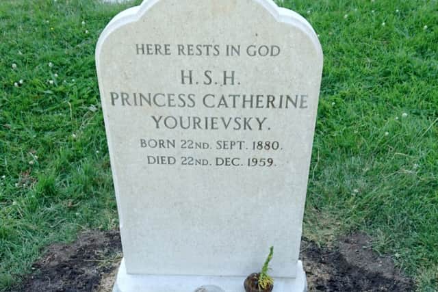 The restored headstone of Princess Catherine Yourievsky at St Peter's in Northney
