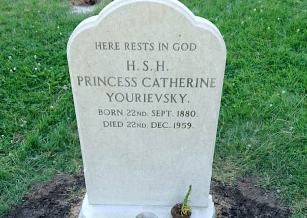 The restored headstone of Princess Catherine Yourievsky at St Peter's in Northney