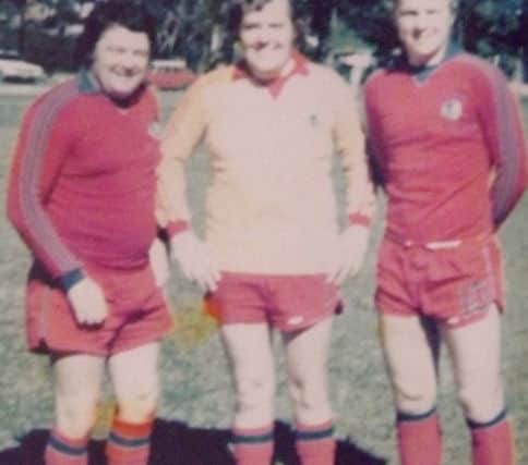 Joe, centre, along with John Budgie Byrne and Bobby Moore at Camps Bay.
