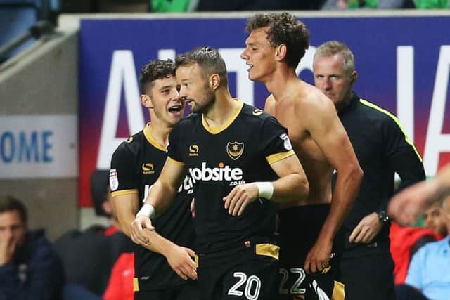 Shirtless Kal Naismith celebrates his wonder goal at Coventry last night     Picture: Joe Pepler