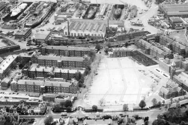 Aerial shot of what was then Victory Barracks, Queen Street, Portsea.