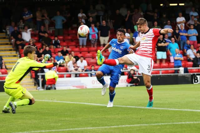 Action from today's Gresty Road encounter between Crewe and Pompey in League Two    Picture: Joe Pepler