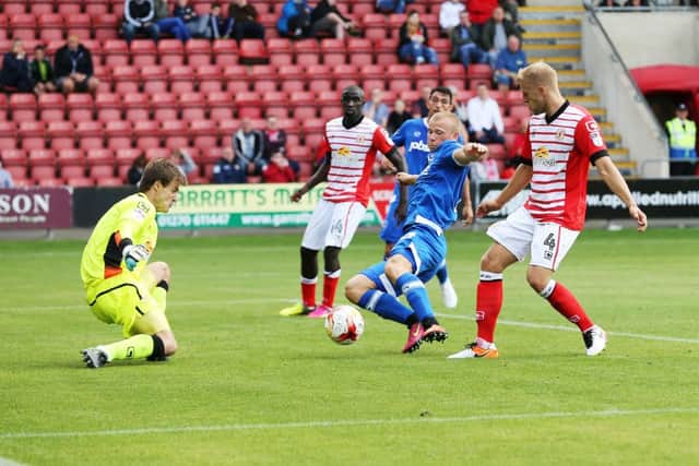 Substitute Curtis Main goes close for Pompey in their 0-0 draw with Crewe at Gresty Road   Picture: Joe Pepler