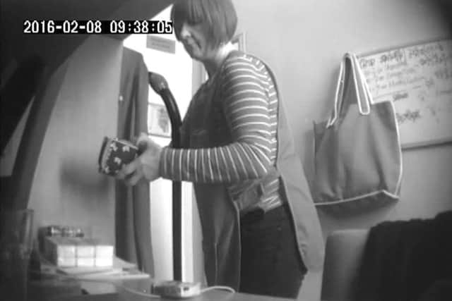 Elizabeth Bruce caught on camera at St John's College in Portsmouth in a police sting