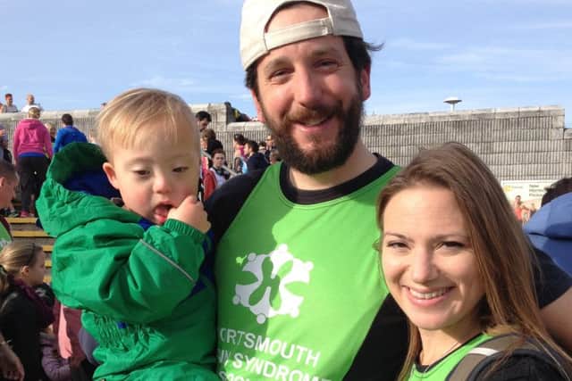 From left, Sebby Fyans, his dad Mike Fyans and mum Rebecca Fyans