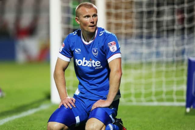 Curtis Main looks dejected after Pompey slipped to defeat at Morecambe Picture: Joe Pepler