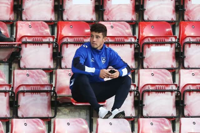 Conor Chaplin watched Pompey defeat to Morecambe from the stand at the Globe Arena Picture: Joe Pepler