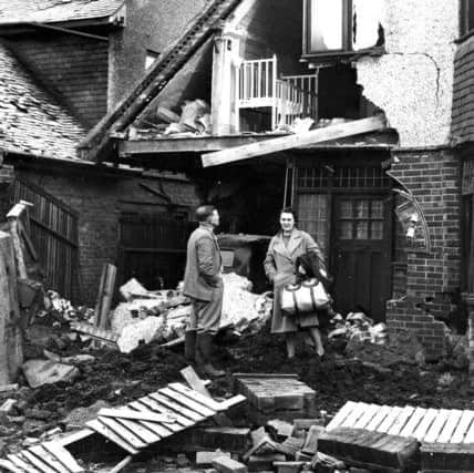 Mulberry Avenue, Cosham, November 1940. The cot remains intact and happily the baby was unscathed.