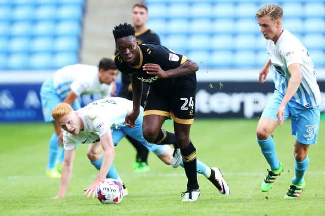 Amine Linganzi impressed in his Pompey debut against Coventry in the EFL Cup Picture: Joe Pepler