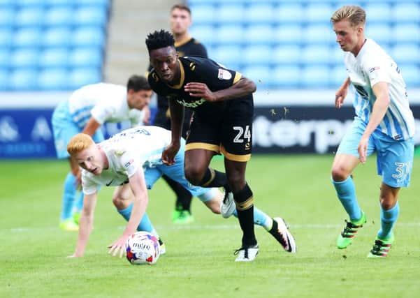 Amine Linganzi impressed in his Pompey debut against Coventry in the EFL Cup Picture: Joe Pepler