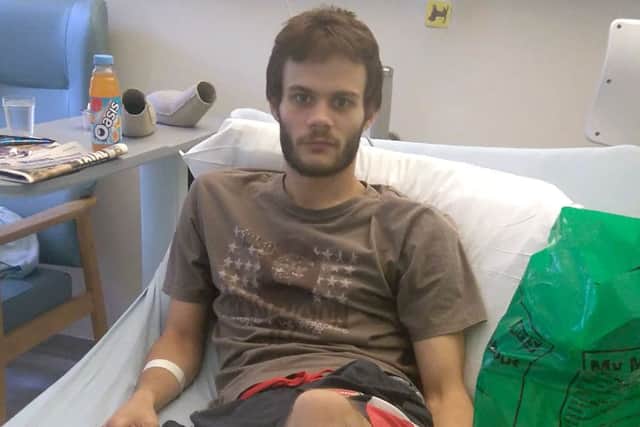Stephen Wilson in QA hospital before he was discharged yesterday
