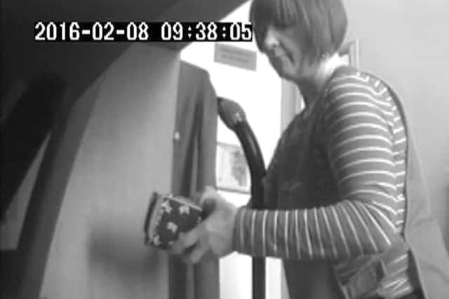 Cleaner Elizabeth Bruce caught on camera at St John's College in Portsmouth in a police sting.