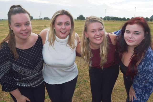 From left, Maisie Maguire, 18, Darcy Leake, 19, Jasmie Williams, 18, and Grace Watkins, 19 at Portsmouth College Picture: Tom Cotterill