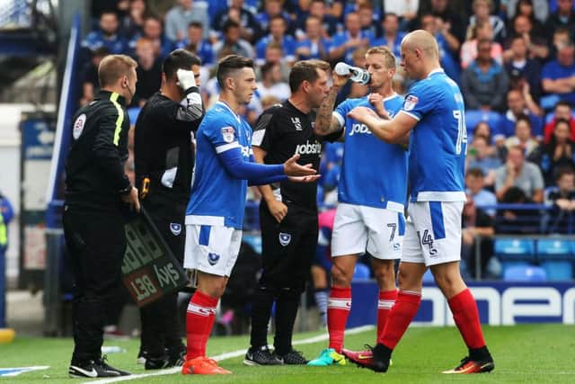 Conor Chaplin is brought off the bench in Pompey's 2-0 win over Colchester at Fratton Park Picture: Joe Pepler