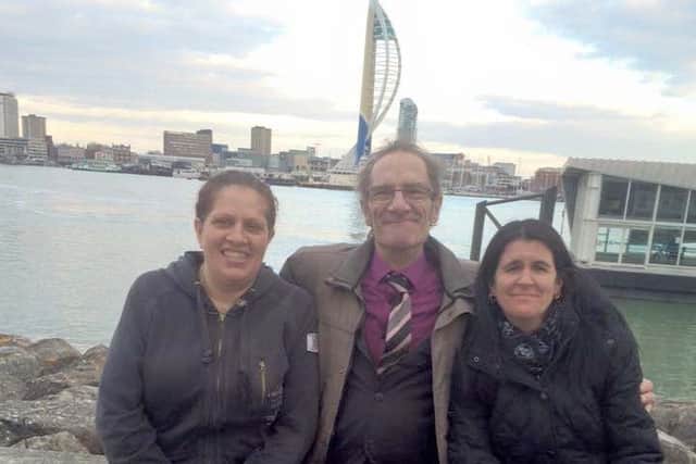 Dave Pitt with his daughters Clare, left, and Velinda
