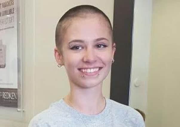 Holli McCullen after her head shave for Macmillan Cancer Support
