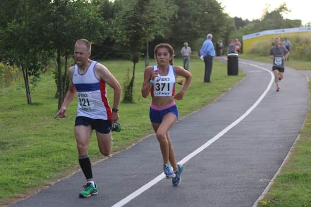 Nicole Ainsworth, race number 371, has won the under-15 girls' category