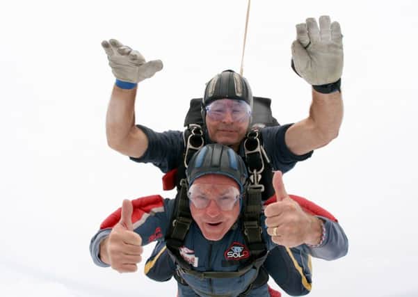 Paul Smith during his skydive.   Picture: UK Parachuting