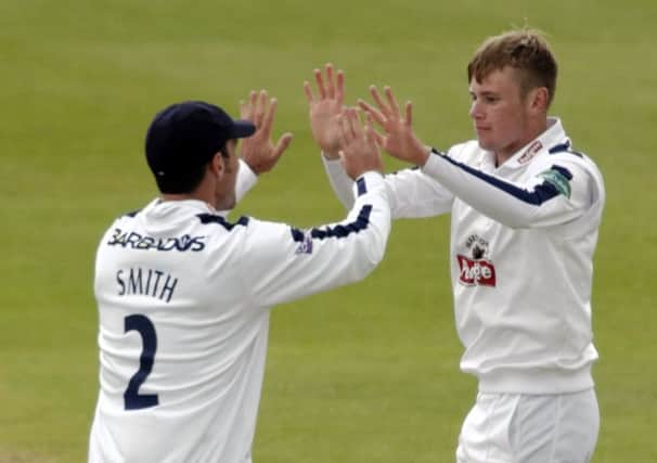 Mason Crane, right, had Chris Rogers stumped. Picture: Neil Marshall