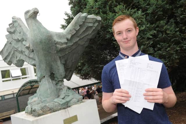 Joshua Scullion, 16, who got an A*, two As, five Bs, two Cs and a D at St Edmund's Picture: Sarah Standing (161134-5470)