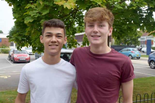 Friends Ross Tinney, 16 and Ryan Crooks, 15, from Fareham both achieved outstanding results at Fareham College.
Picture: Loughlan Campbell