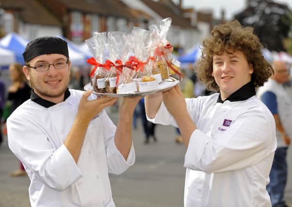 Fareham College hospitality and catering students Isaac Mulhall, left, and Callum Garrard at last year's Taste of Wickham event