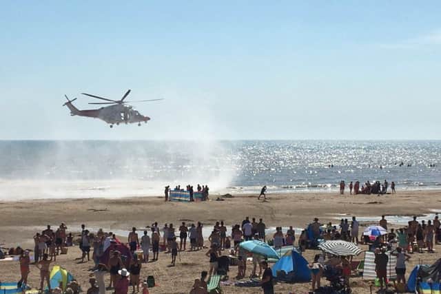 The emergency services on Camber Sands on Wednesday Picture: PA