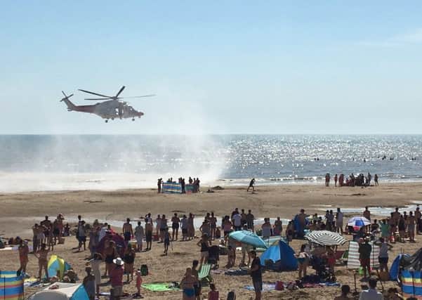 The emergency services on Camber Sands on Wednesday Picture: PA
