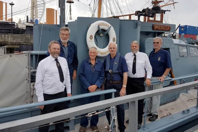 The crew of the Medusa - Brian Holmes, Ed Dewar, Barry Ford, Sam Small, Alan Watson and David Carter at Portsmouth Historic Dockyard before setting sail Picture: Kimberley Barber