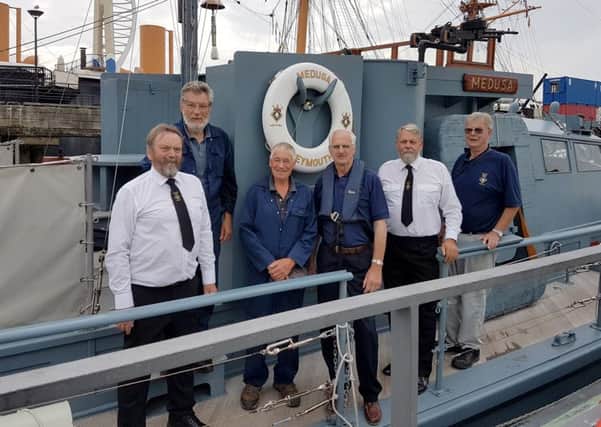 The crew of the Medusa - Brian Holmes, Ed Dewar, Barry Ford, Sam Small, Alan Watson and David Carter at Portsmouth Historic Dockyard before setting sail Picture: Kimberley Barber