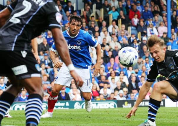 Gary Roberts scored a double in Pompey's last outing against Colchester Picture: Joe Pepler