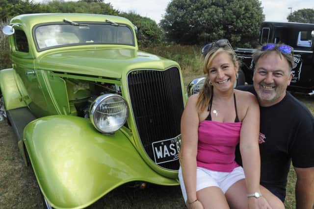 Den and Maria Saunders and their custom car