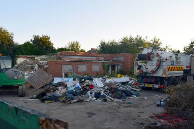 Rubbish dumped on the derelict site of Our Lady of Walsingham in White Hart Lane, Portchester