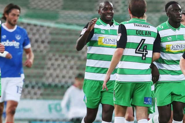 Izale McLeod enjoys his goal. Picture: Joe Pepler