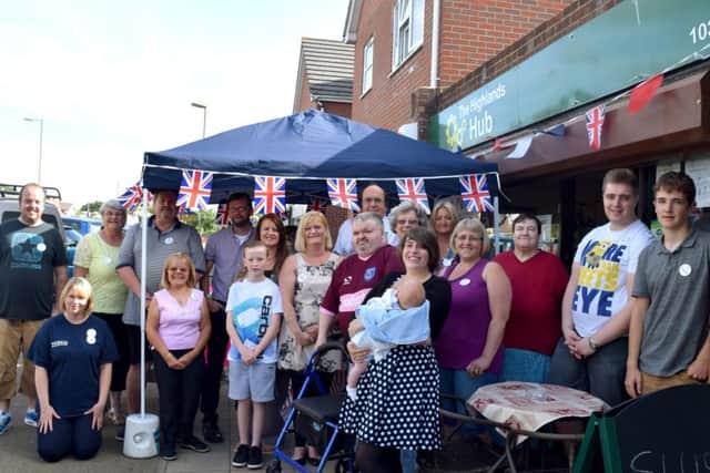 A big crowd gathers at The Highlands Hub in Highlands Road to celebrate the cafe's fifth anniversaryPicture: Loughlan Campbell